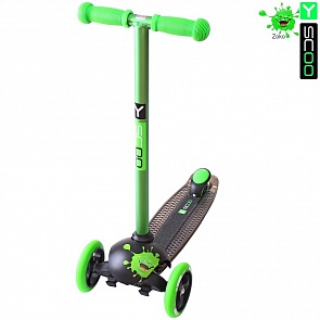 Самокат трехколесный Y-Scoo RT Trio Diamond 120 Monsters, 1 высота, с блокировкой колес, цвет Zoko зеленый (Y-Scoo, 5865rt)